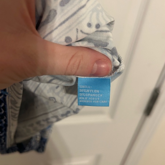 J. McLaughlin Blue and White Catalina Dress Size M Sun Geometric Knee Length - Picture 6 of 6